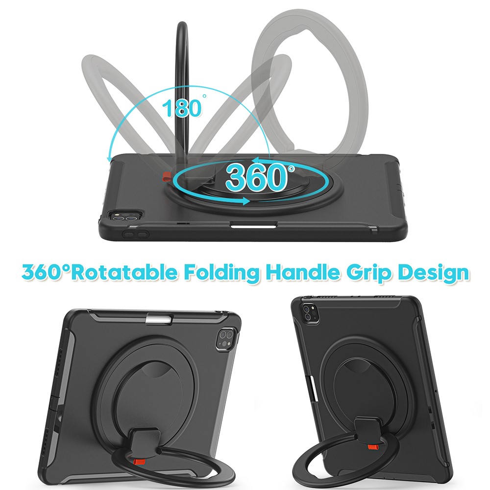 360° Rotatable Kickstand Design Tablet Cover for iPad Pro 12.9-inch (2020)/(2018) - Black/Black-8