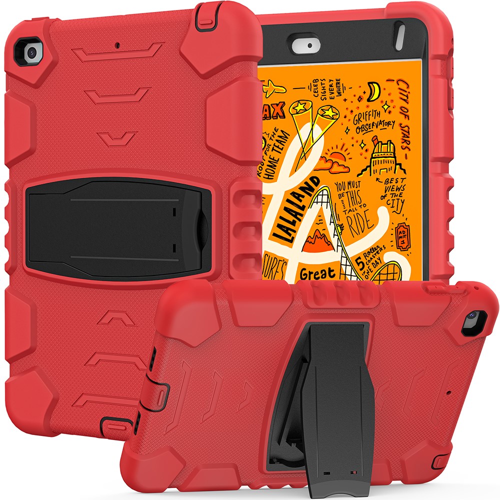 King Kong Series Heavy Duty Shock-Resistant Rugged Hybrid Case Cover with Built-in Kickstand for iPad mini 4 / iPad mini 5 (2019) 7.9 inch - Red/Black