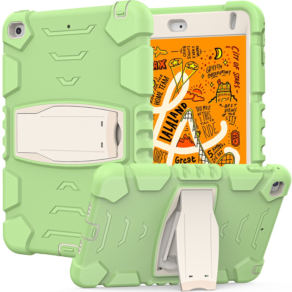 King Kong Series Heavy Duty Shock-Resistant Rugged Hybrid Case Cover with Built-in Kickstand for iPad mini 4 / iPad mini 5 (2019) 7.9 inch - Matcha Green/White
