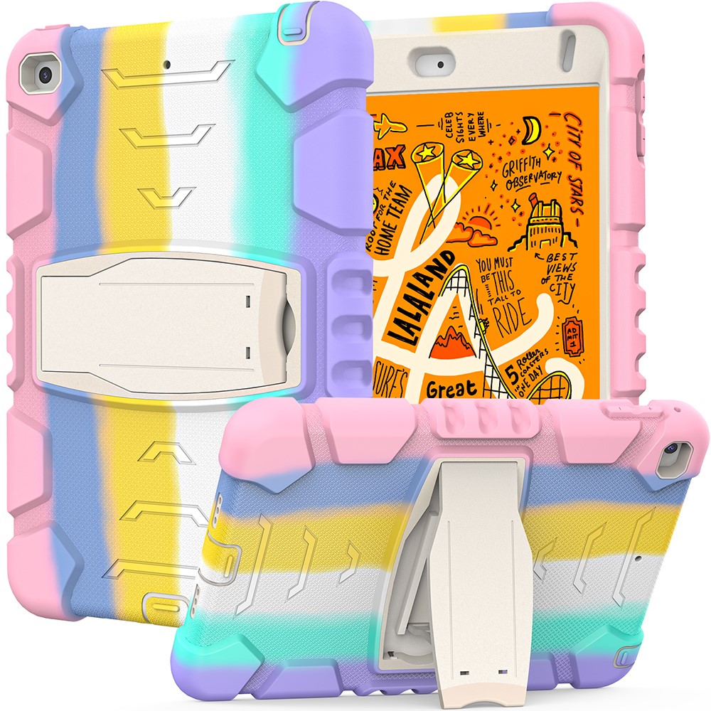 King Kong Series Heavy Duty Shock-Resistant Rugged Hybrid Case Cover with Built-in Kickstand for iPad mini 4 / iPad mini 5 (2019) 7.9 inch - Colorful/Pink