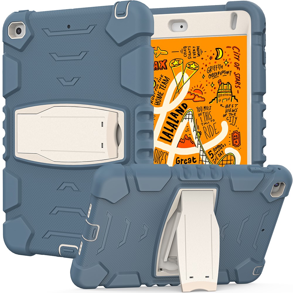 King Kong Series Heavy Duty Shock-Resistant Rugged Hybrid Case Cover with Built-in Kickstand for iPad mini 4 / iPad mini 5 (2019) 7.9 inch - Cornflower Blue/White