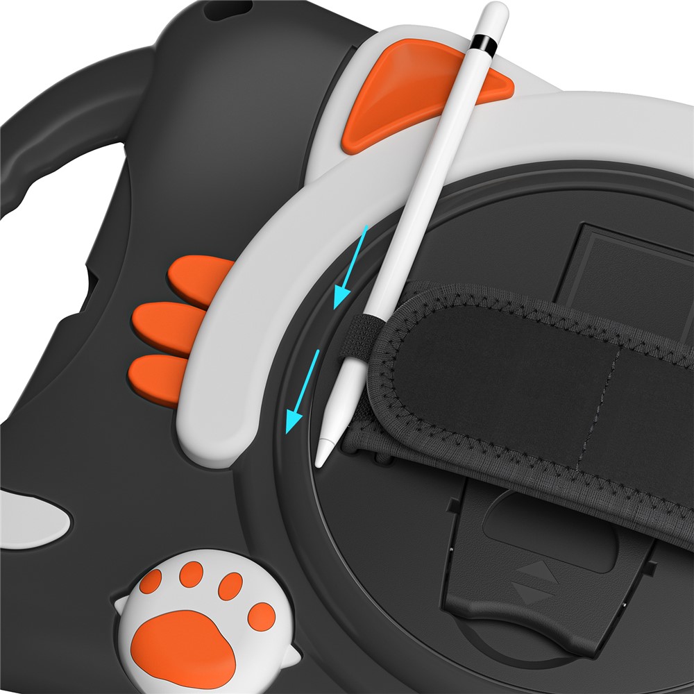 Hand Band Design Hybrid Cover with 360° Rotary Kickstand for iPad 9.7-inch (2018)/(2017)/Pro 9.7 inch (2016)/Air 2 - Black/Orange-5