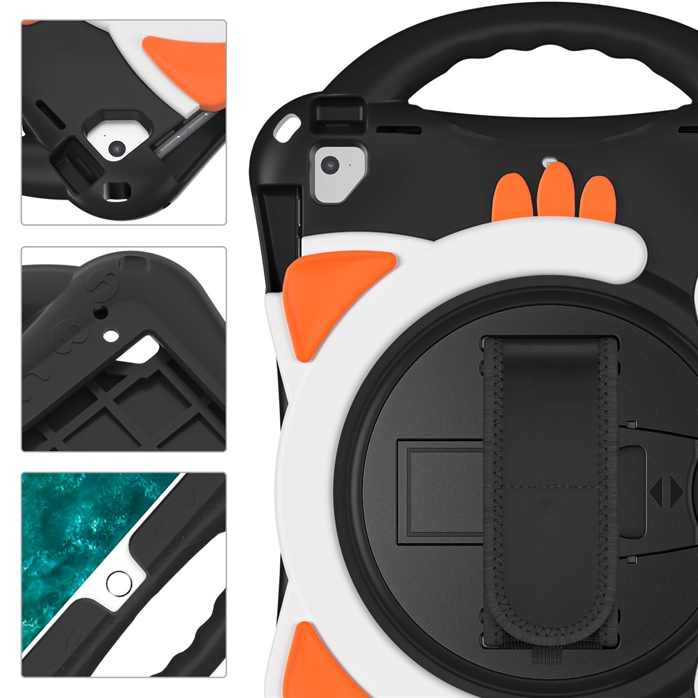 Hand Band Design Hybrid Cover with 360° Rotary Kickstand for iPad 9.7-inch (2018)/(2017)/Pro 9.7 inch (2016)/Air 2 - Black/Orange-6
