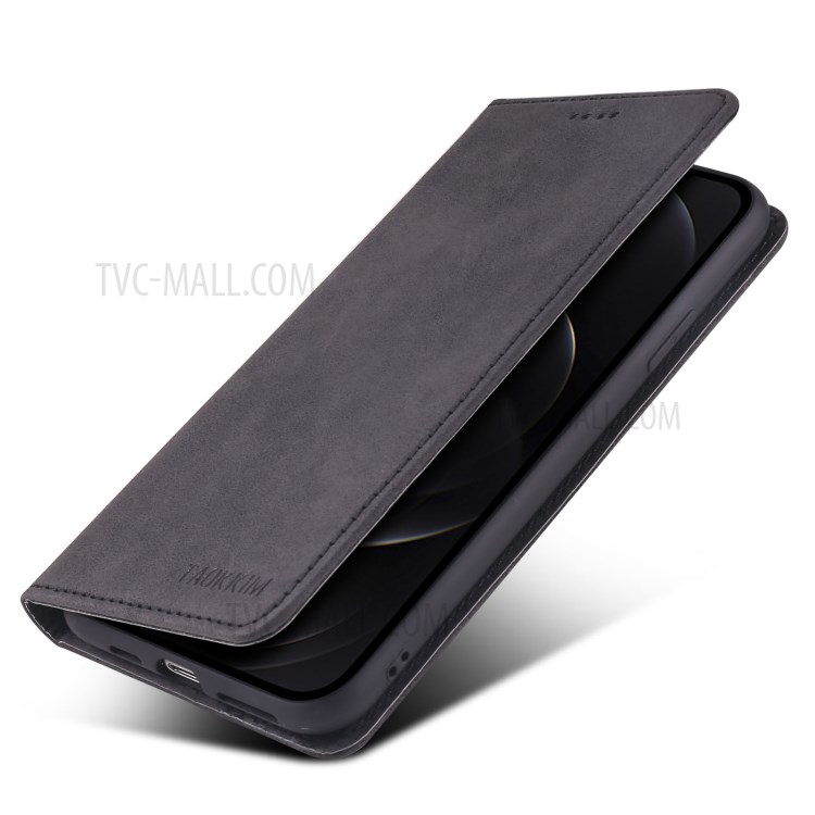 TAOKKIM Retro Style Auto-absorbed Leather Phone Cover Case for iPhone 11 Pro - Black-7