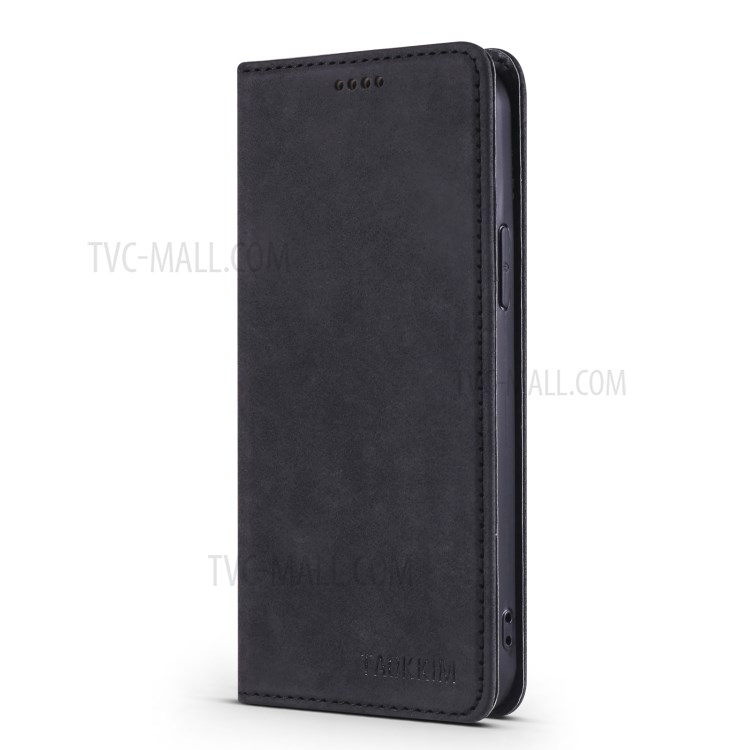 TAOKKIM Vintage Style Card Holder Stand Design Leather Phone Cover Case for iPhone 12 / 12 Pro - Black-2