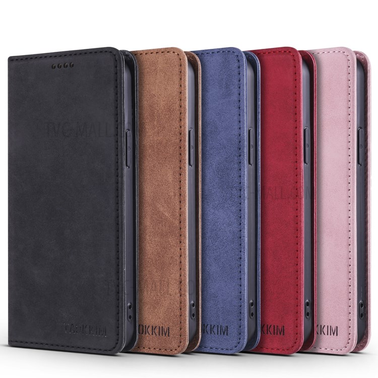 TAOKKIM Vintage Style Card Holder Stand Design Leather Phone Cover Case for iPhone 12 / 12 Pro - Black-9