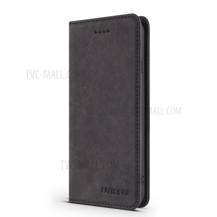 TAOKKIM Vintage Magnetic Auto-absorbed PU Leather Stand Phone Case with Card Slots for iPhone 7/8/SE (2nd Generation) - Black-2