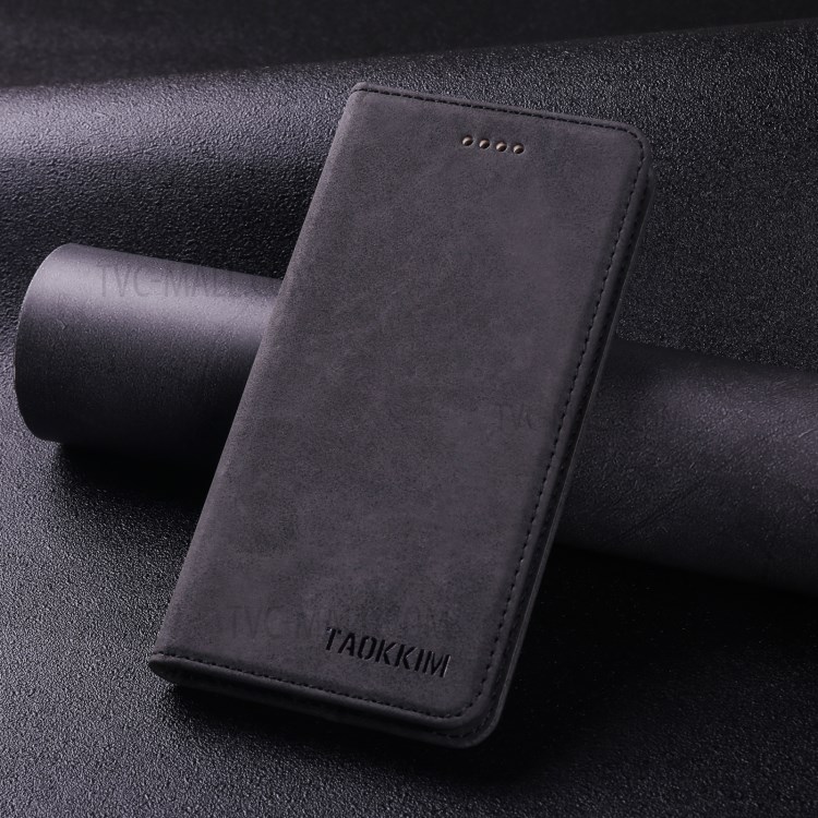 TAOKKIM Vintage Magnetic Auto-absorbed PU Leather Stand Phone Case with Card Slots for iPhone 7/8/SE (2nd Generation) - Black-6