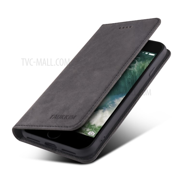 TAOKKIM Vintage Magnetic Auto-absorbed PU Leather Stand Phone Case with Card Slots for iPhone 7/8/SE (2nd Generation) - Black-7