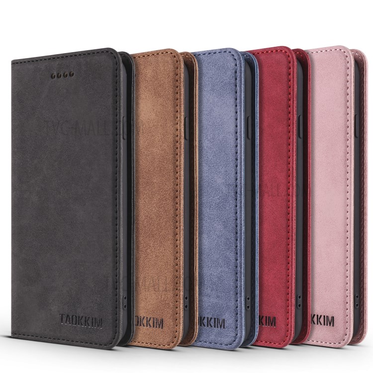 TAOKKIM Vintage Magnetic Auto-absorbed PU Leather Stand Phone Case with Card Slots for iPhone 7/8/SE (2nd Generation) - Black-9
