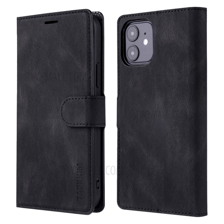 TAOKKIM PU Leather Phone Case with Wallet Stand for iPhone 12 / iPhone 12 Pro - Black-1