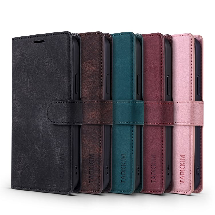 TAOKKIM PU Leather Phone Case with Wallet Stand for iPhone 12 / iPhone 12 Pro - Black-8