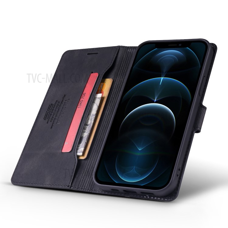 TAOKKIM PU Leather Phone Case with Wallet Stand for iPhone 12 / iPhone 12 Pro - Black-5