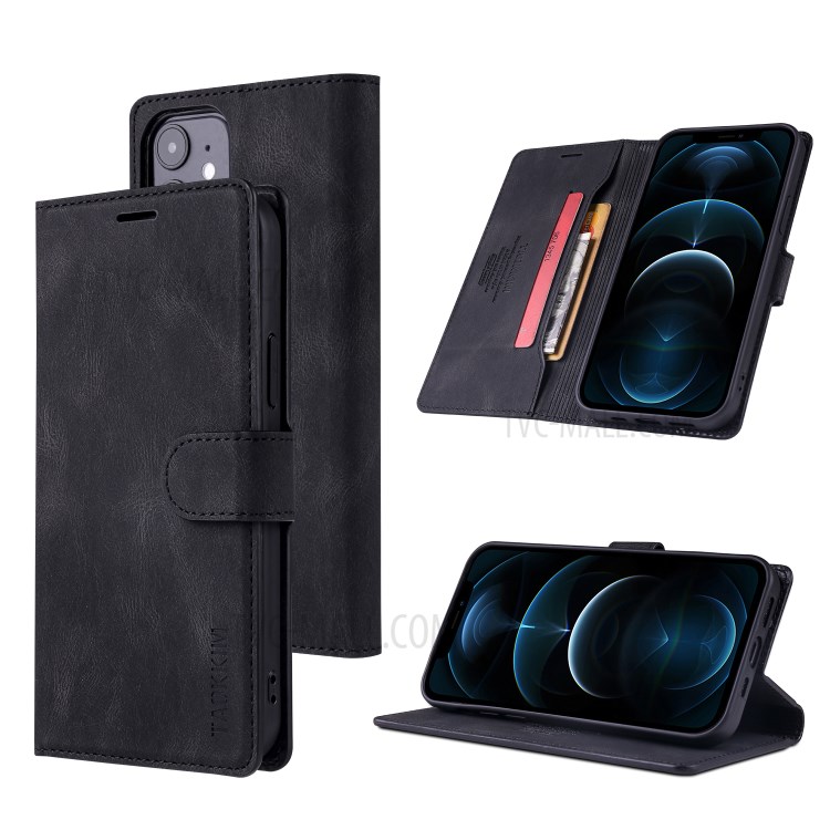 TAOKKIM PU Leather Phone Case with Wallet Stand for iPhone 12 / iPhone 12 Pro - Black-7