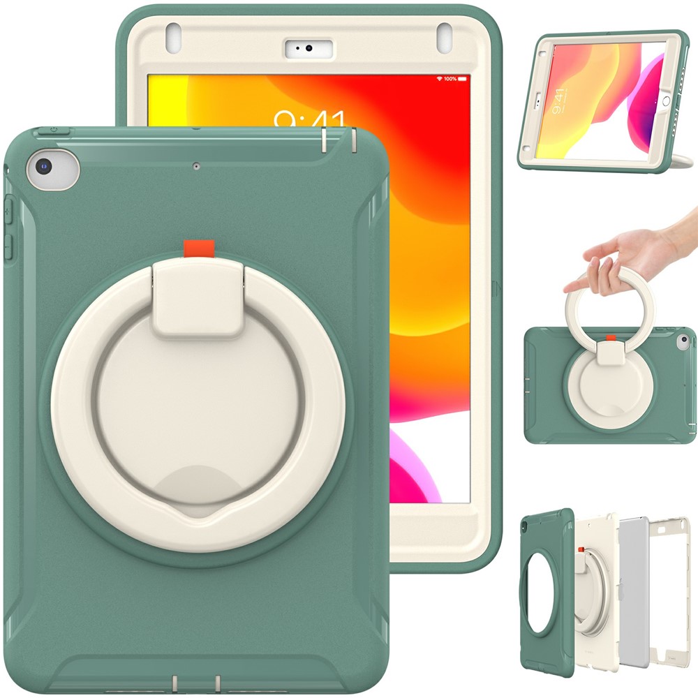 360° Rotary Kickstand Drop-Proof Tablet Protective Cover for iPad mini 4/(2019) 7.9 inch - Emerald Green-1