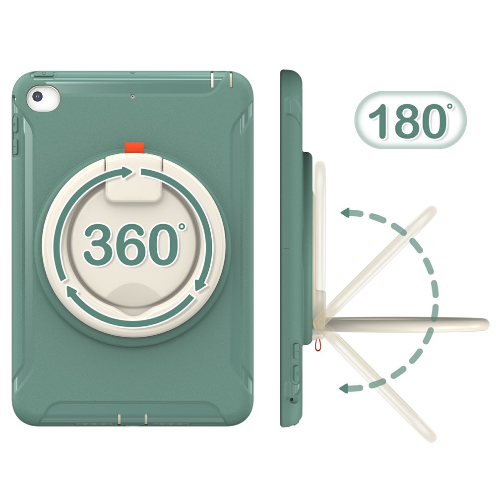 360° Rotary Kickstand Drop-Proof Tablet Protective Cover for iPad mini 4/(2019) 7.9 inch - Emerald Green-6