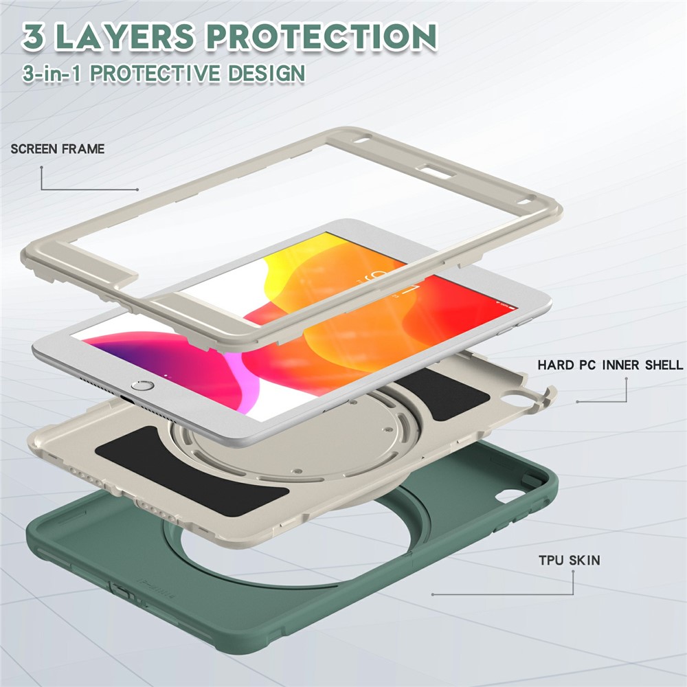 360° Rotary Kickstand Drop-Proof Tablet Protective Cover for iPad mini 4/(2019) 7.9 inch - Emerald Green-8