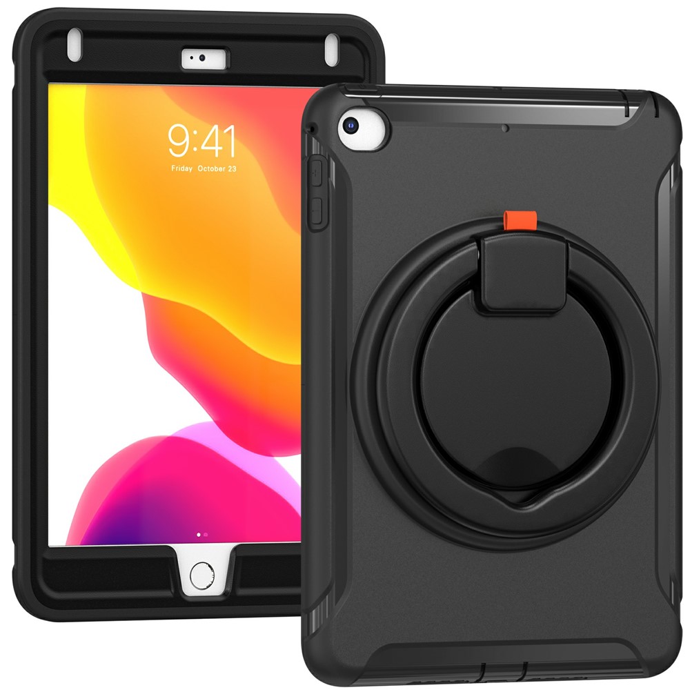 360° Rotary Kickstand Drop-Proof Tablet Protective Cover for iPad mini 4/(2019) 7.9 inch - Black/Black-10