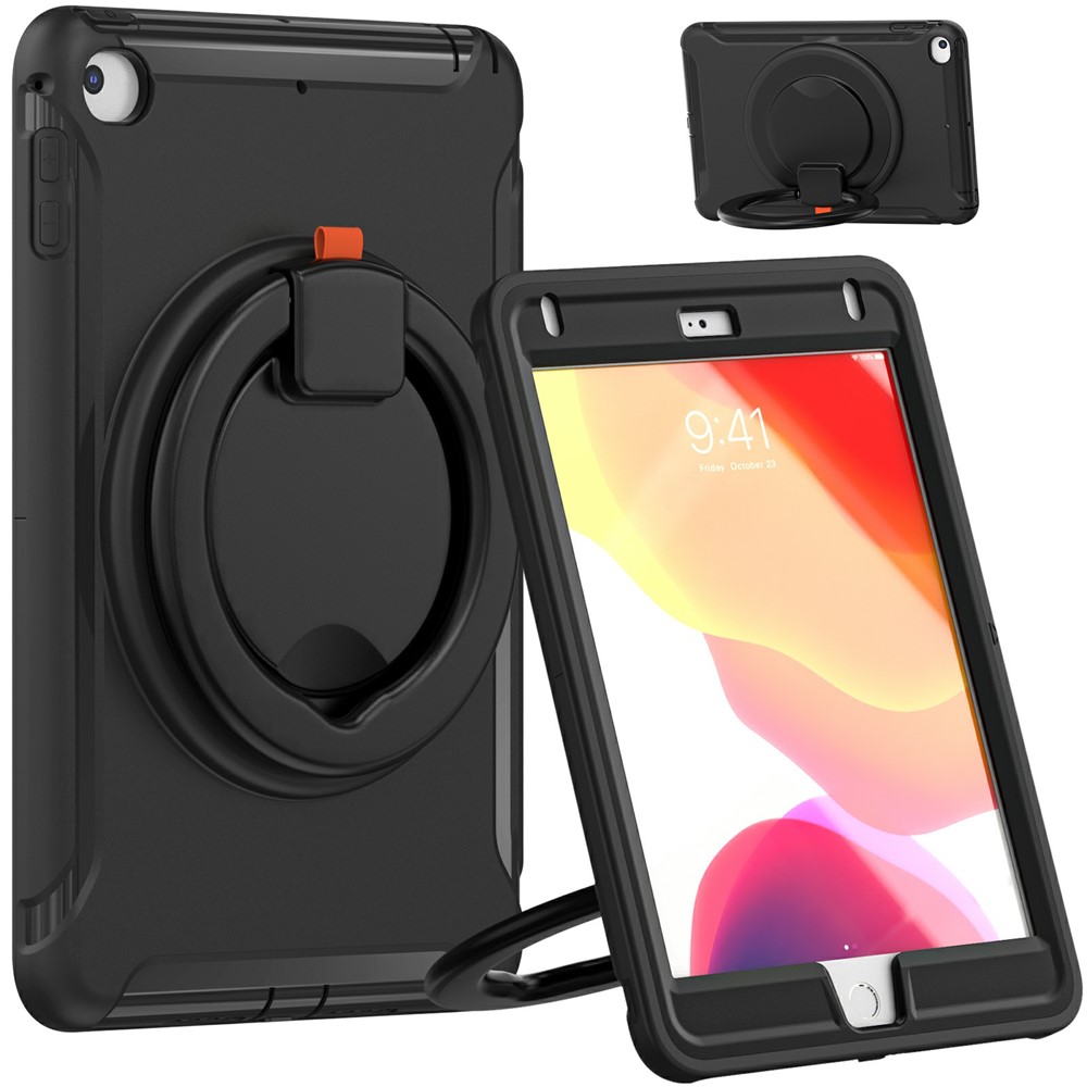360° Rotary Kickstand Drop-Proof Tablet Protective Cover for iPad mini 4/(2019) 7.9 inch - Black/Black-11