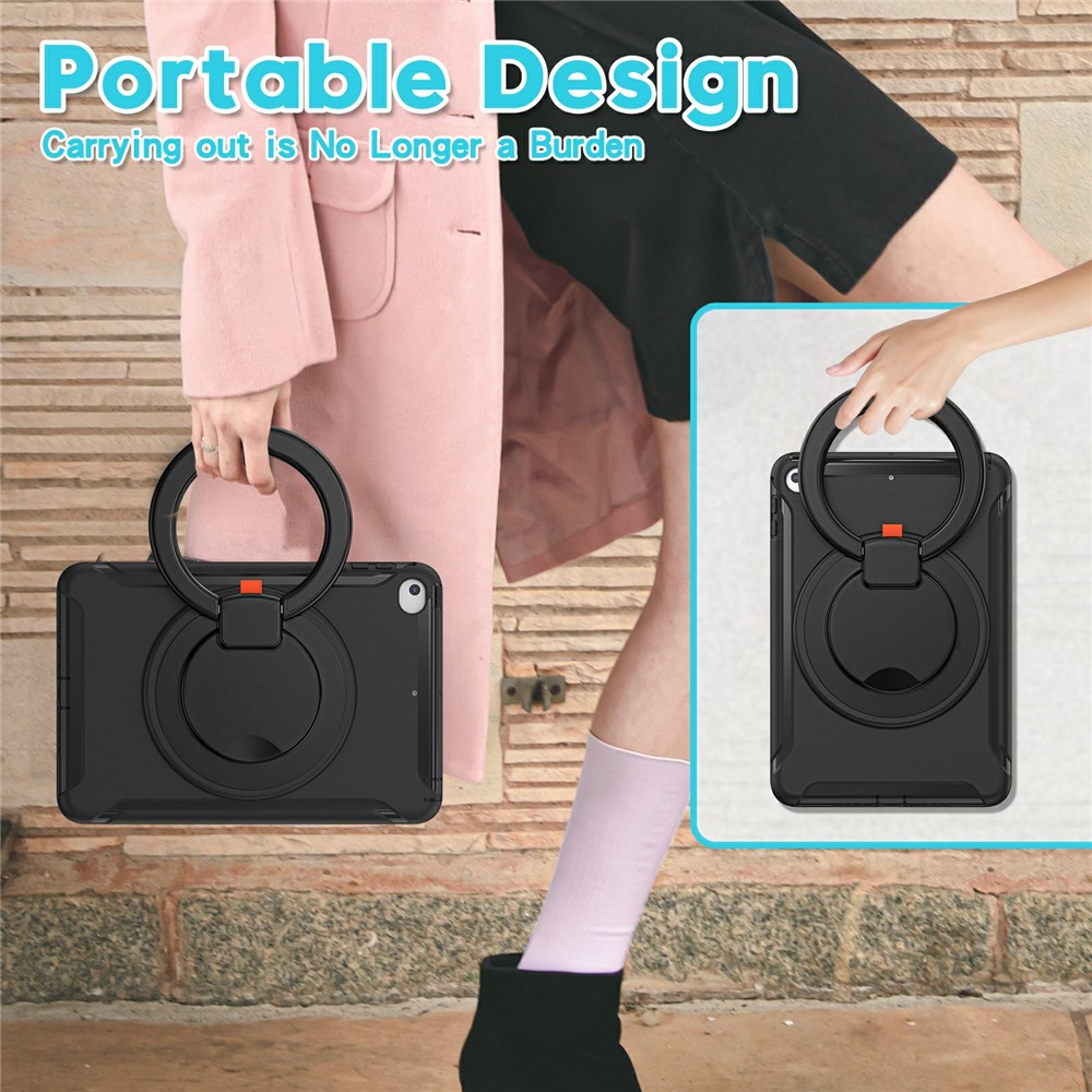 360° Rotary Kickstand Drop-Proof Tablet Protective Cover for iPad mini 4/(2019) 7.9 inch - Black/Black-2