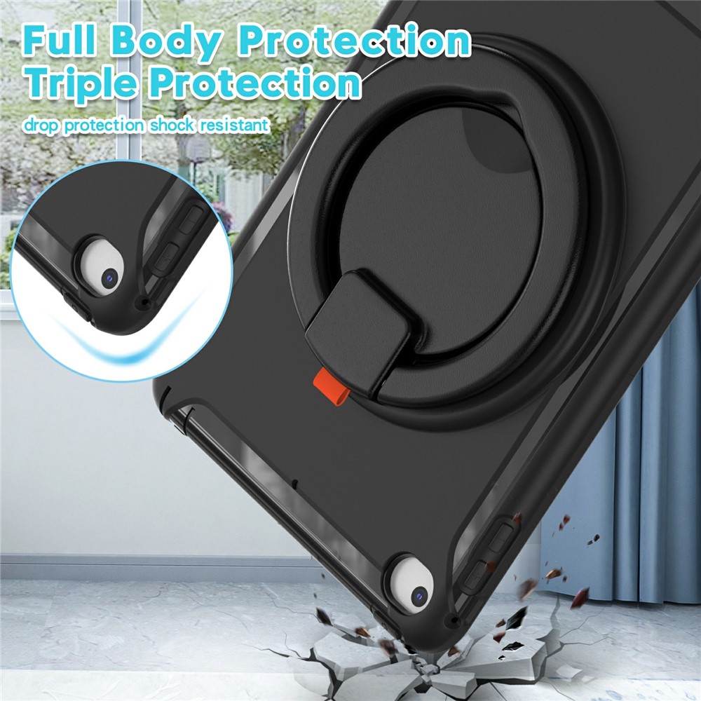 360° Rotary Kickstand Drop-Proof Tablet Protective Cover for iPad mini 4/(2019) 7.9 inch - Black/Black-3