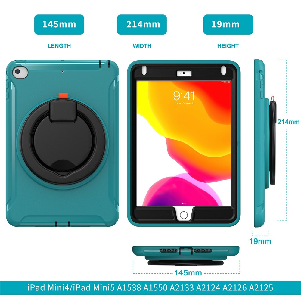360° Rotary Kickstand Drop-Proof Tablet Protective Cover for iPad mini 4/(2019) 7.9 inch - Blue/Black-7