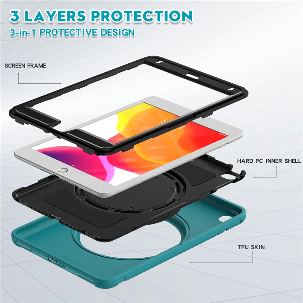360° Rotary Kickstand Drop-Proof Tablet Protective Cover for iPad mini 4/(2019) 7.9 inch - Blue/Black-8