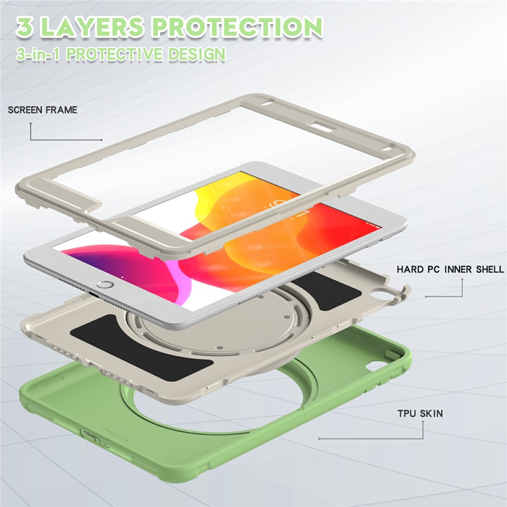 360° Rotary Kickstand Drop-Proof Tablet Protective Cover for iPad mini 4/(2019) 7.9 inch - Matcha Green-8