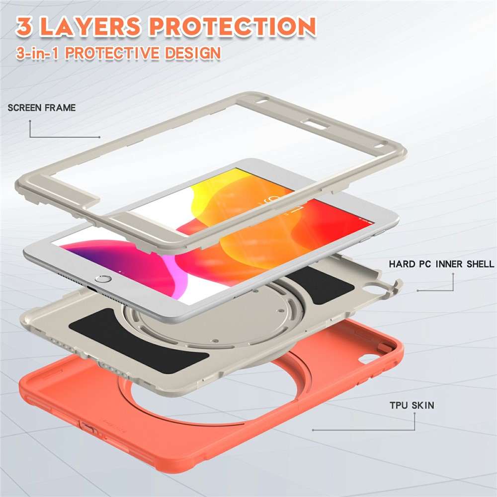 360° Rotary Kickstand Drop-Proof Tablet Protective Cover for iPad mini 4/(2019) 7.9 inch - Living Coral-8