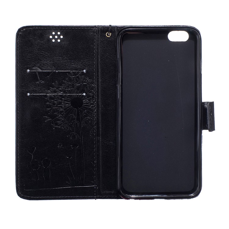 Dandelion and Lovers Leather Wallet Case for iPhone 6s 6 - Black-8