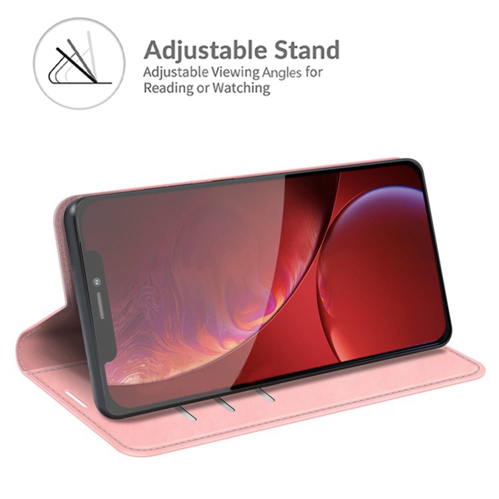 PU Leather Magnetic Auto-absorbed Wallet Stand Phone Shell Case for iPhone 13 Pro Max 6.7 inch - Pink-2