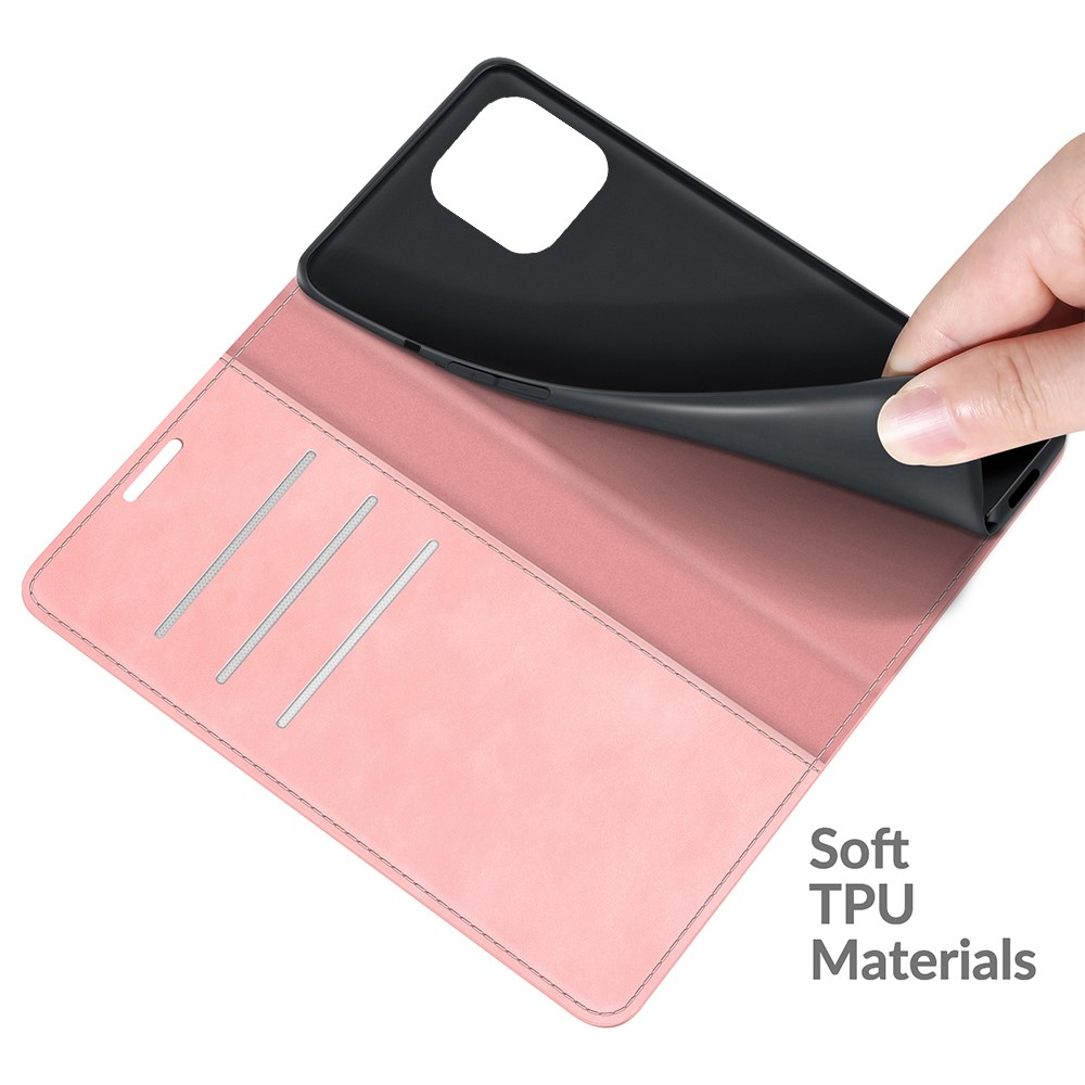 PU Leather Magnetic Auto-absorbed Wallet Stand Phone Shell Case for iPhone 13 Pro Max 6.7 inch - Pink-4