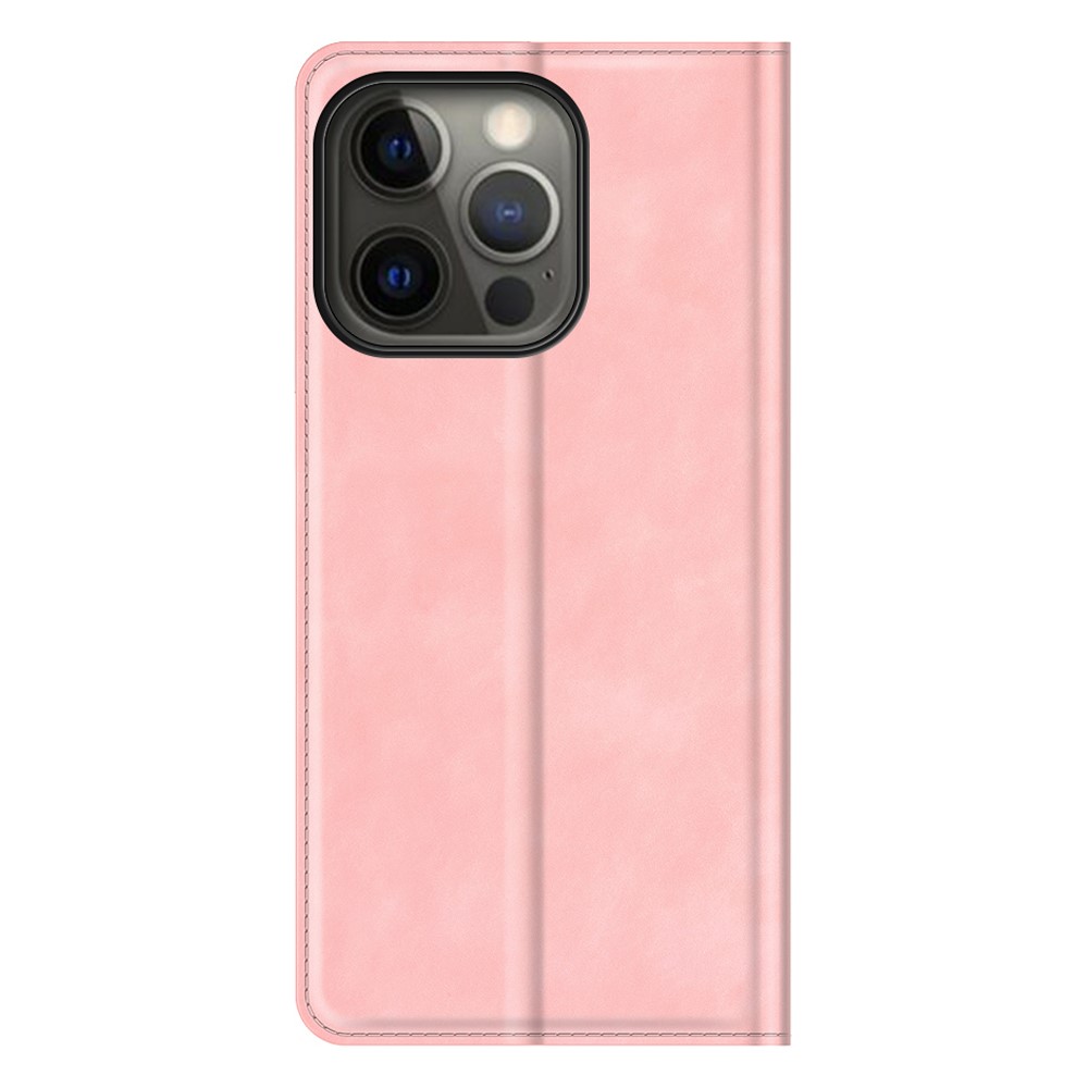 PU Leather Magnetic Auto-absorbed Wallet Stand Phone Shell Case for iPhone 13 Pro Max 6.7 inch - Pink-5