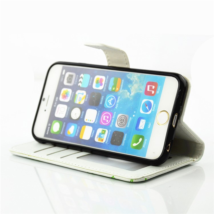 Diamond Imprint Butterfly Fairy Leather Stand Case for iPhone 6 6s - Green / White-7
