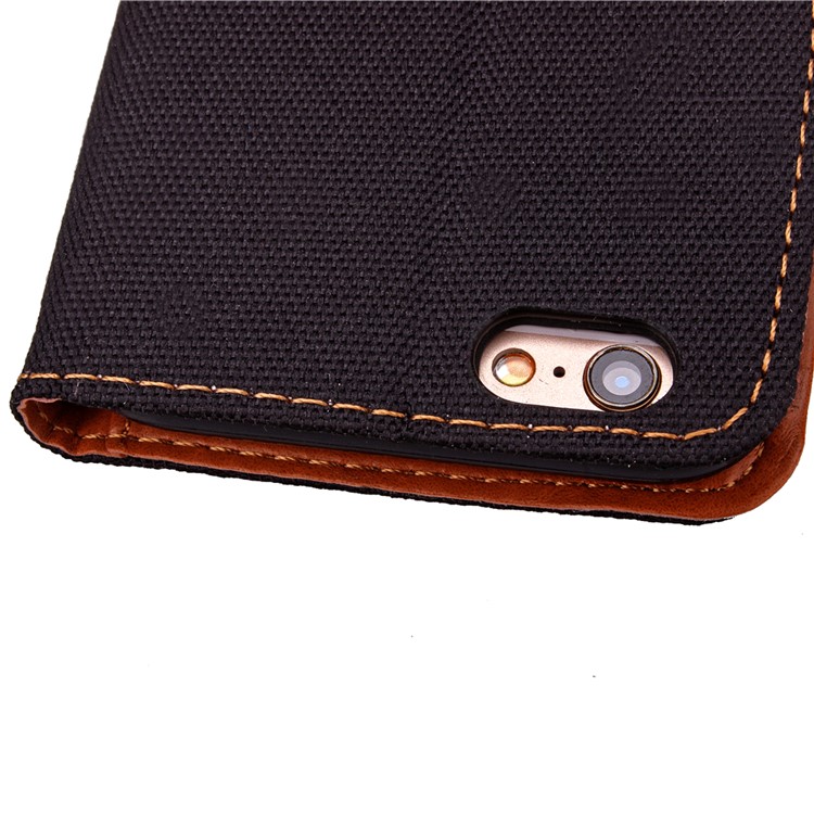 Jeans Cloth Wallet Leather Stand Case for iPhone 6s/6 - Black-10