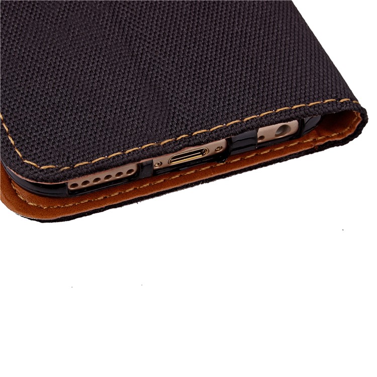 Jeans Cloth Wallet Leather Stand Case for iPhone 6s/6 - Black-11