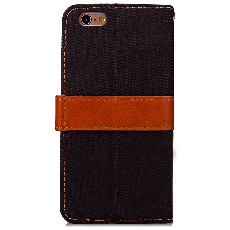Jeans Cloth Wallet Leather Stand Case for iPhone 6s/6 - Black-3