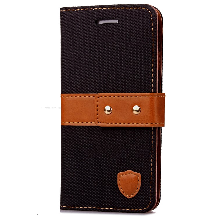 Jeans Cloth Wallet Leather Stand Case for iPhone 6s/6 - Black-4
