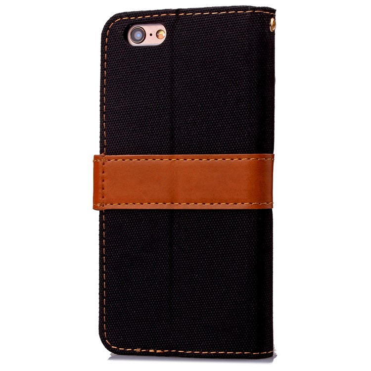 Jeans Cloth Wallet Leather Stand Case for iPhone 6s/6 - Black-5