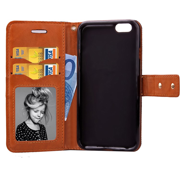 Jeans Cloth Wallet Leather Stand Case for iPhone 6s/6 - Black-6