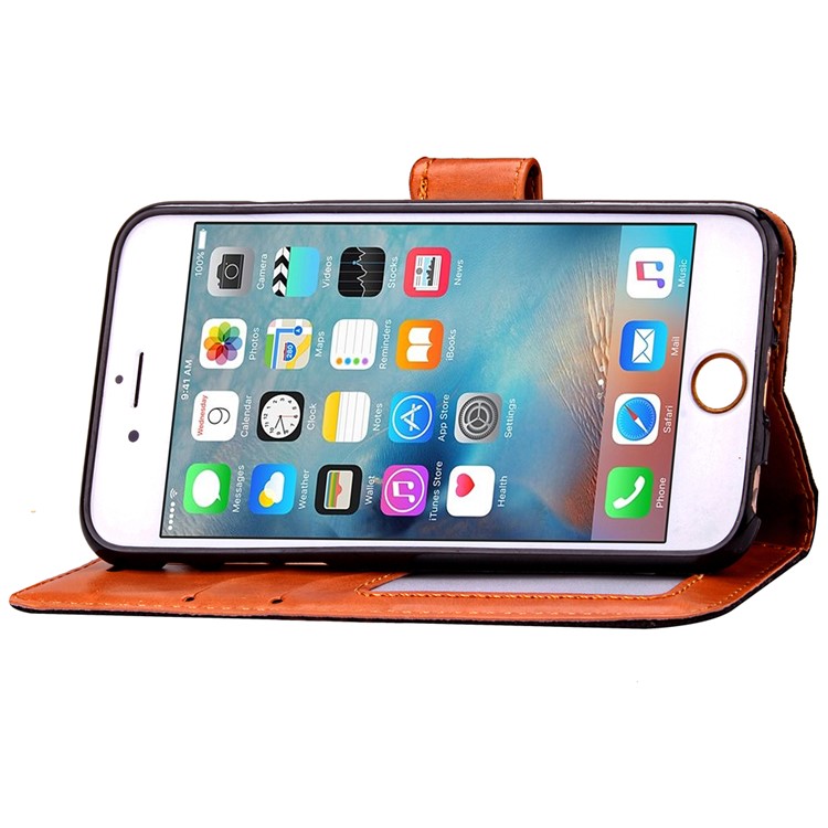 Jeans Cloth Wallet Leather Stand Case for iPhone 6s/6 - Black-7