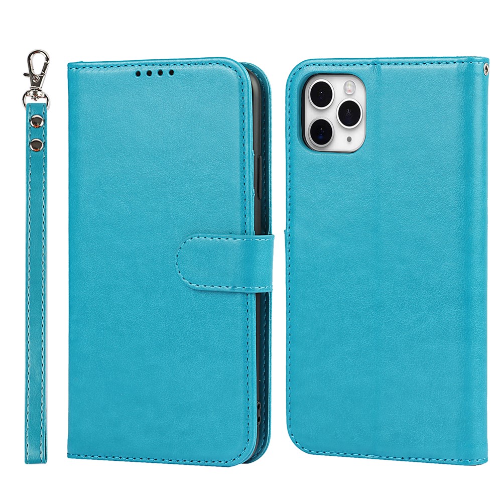 Wallet Design Felled Seam R61 Texture PU Leather Mobile Phone Cover Shell for iPhone 11 Pro Max 6.5 inch - Blue