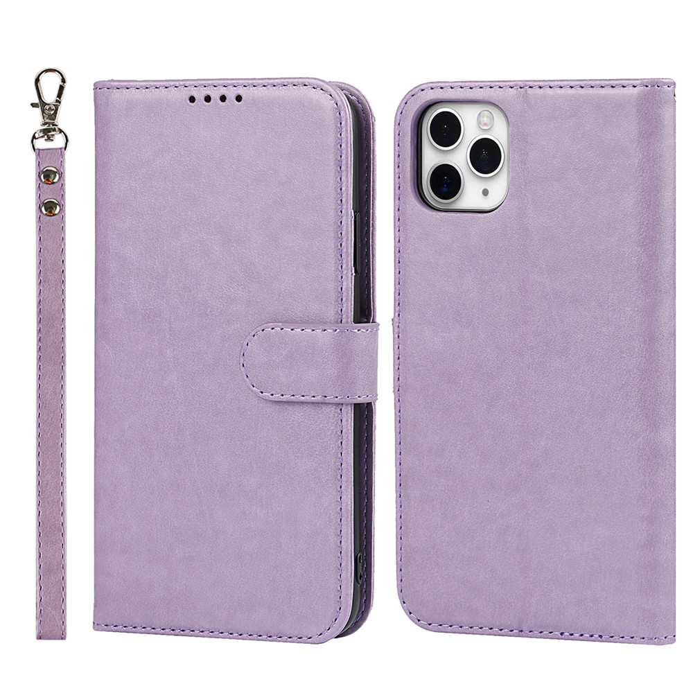 Wallet Design Felled Seam R61 Texture PU Leather Mobile Phone Cover Shell for iPhone 11 Pro Max 6.5 inch - Purple