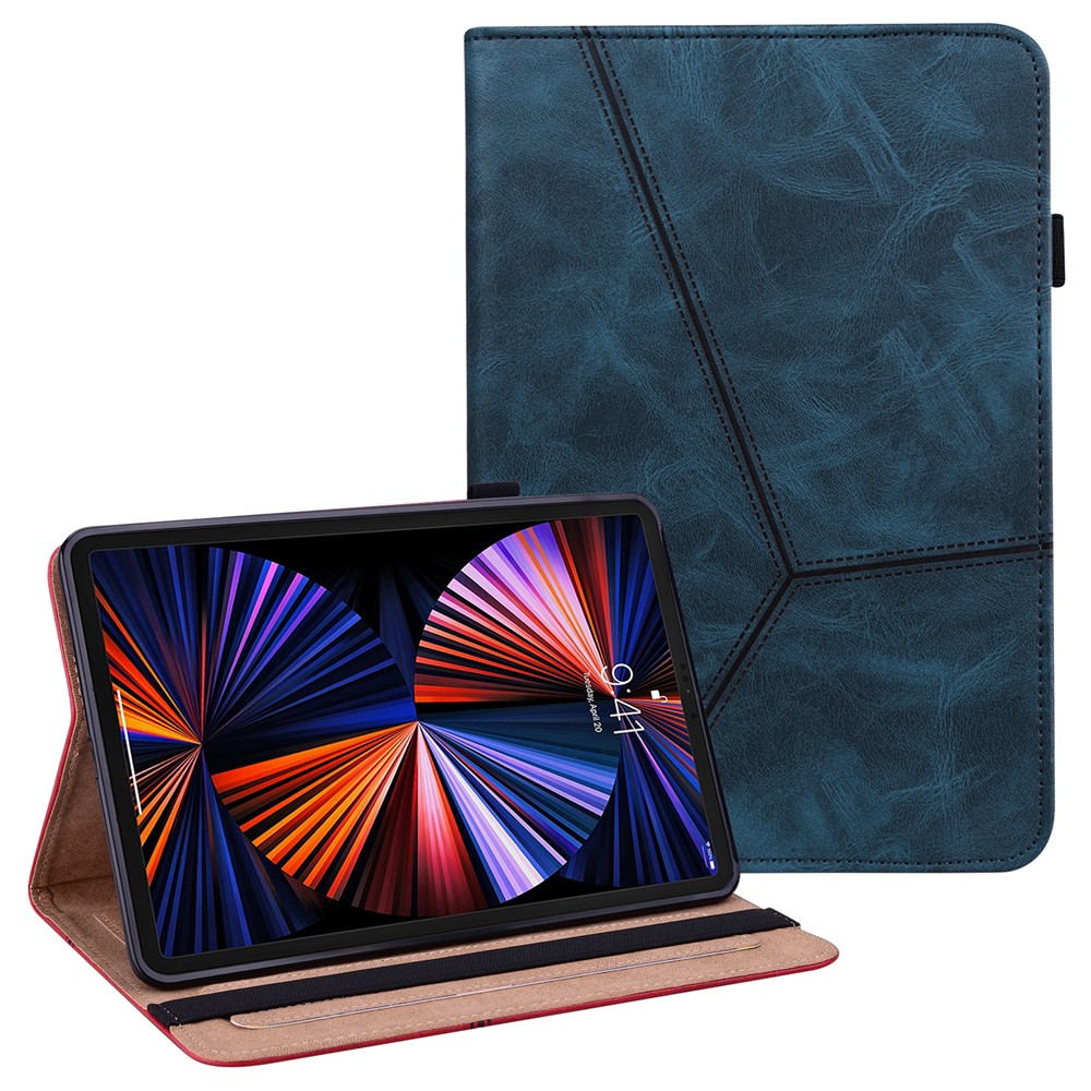 Leather Tablet Stand Cover with Auto Wake/Sleep Function and Card Holder for iPad Pro 12.9-inch (2021) - Blue