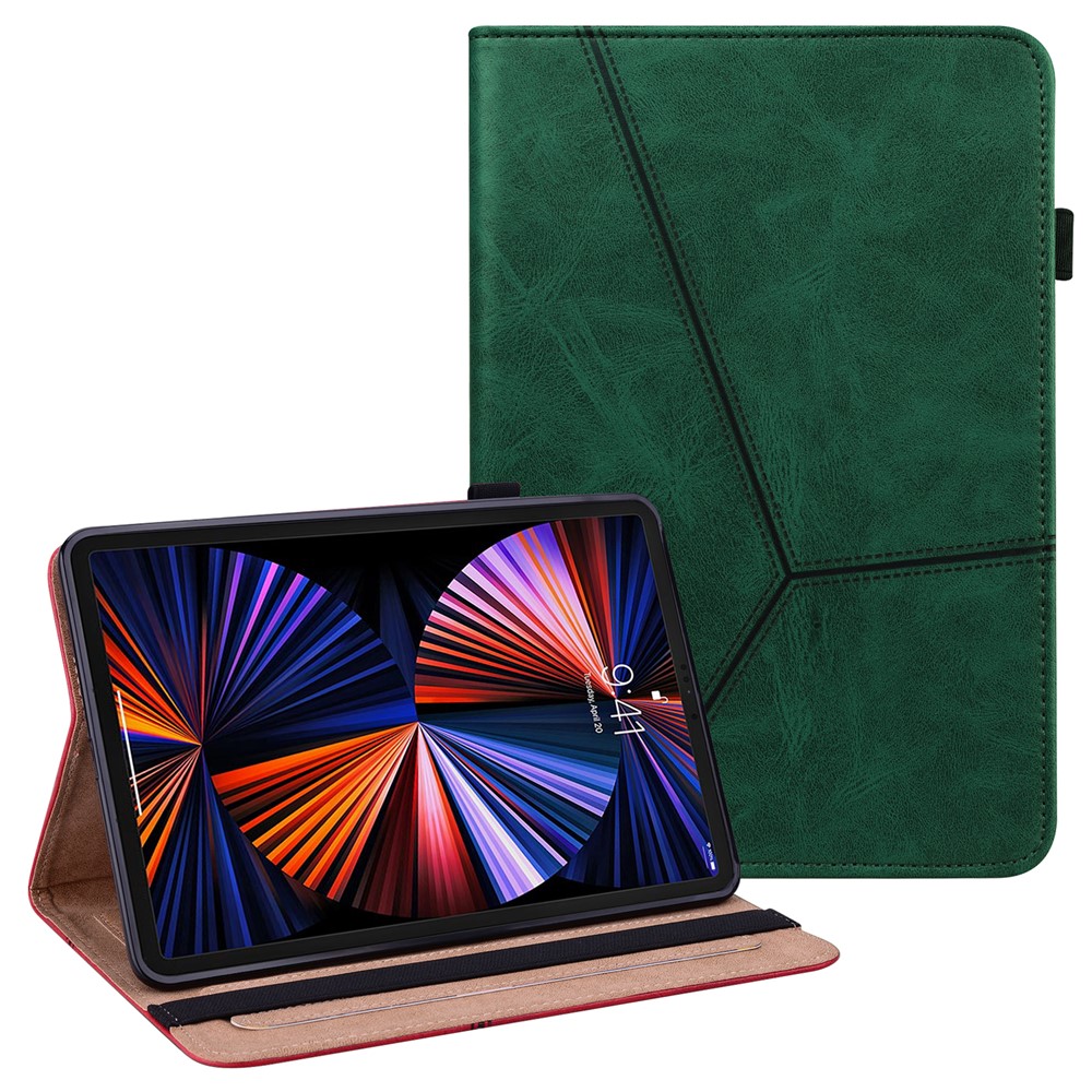 Leather Tablet Stand Cover with Auto Wake/Sleep Function and Card Holder for iPad Pro 12.9-inch (2021) - Green