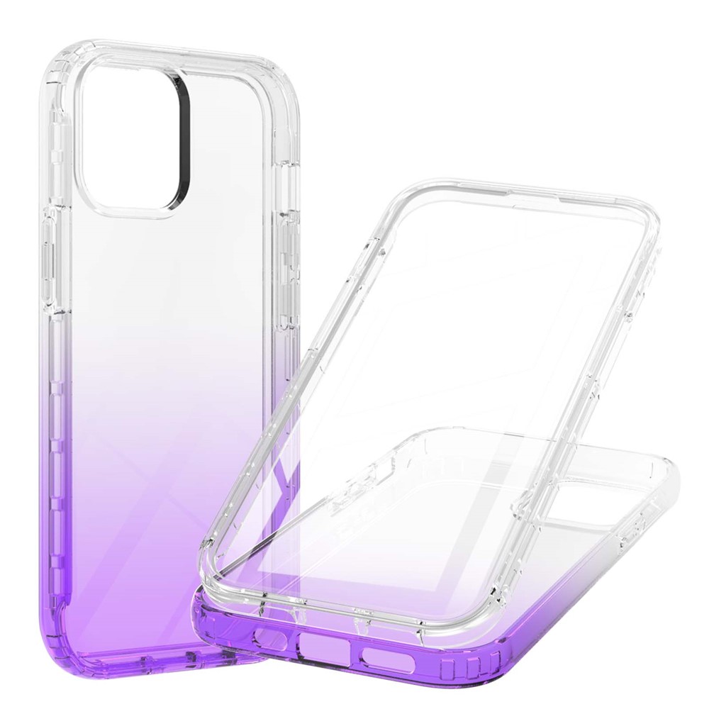 LA1 Series Transparent Gradient TPU + PC Shock-Absorbed Hybrid Case with Built-in PET Screen Protector for iPhone 13 mini 5.4 inch - Purple