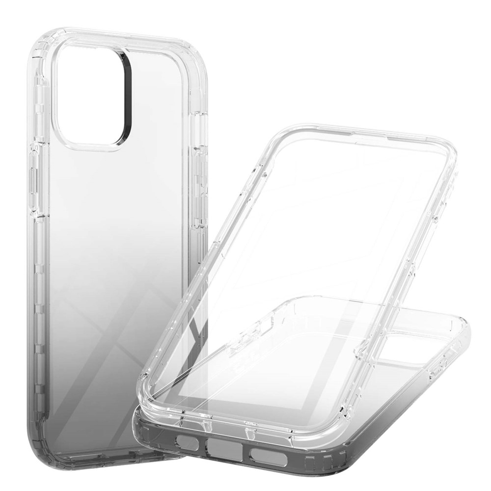 LA1 Series Transparent Gradient TPU + PC Shock-Absorbed Hybrid Case with Built-in PET Screen Protector for iPhone 13 mini 5.4 inch - Black