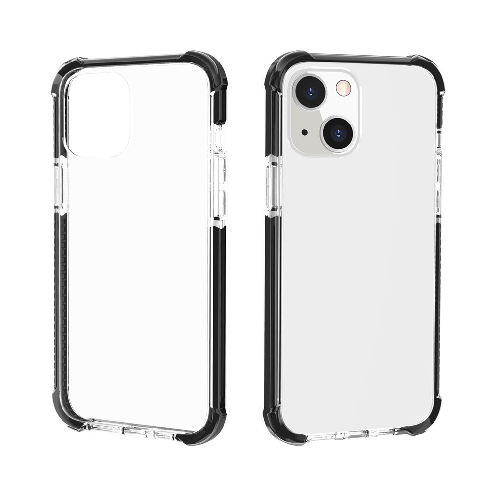 Acrylic Shockproof Protective Transparent Thickened Four Corners Phone Case Case for Apple iPhone 13 mini 5.4 inch - Clear / Black