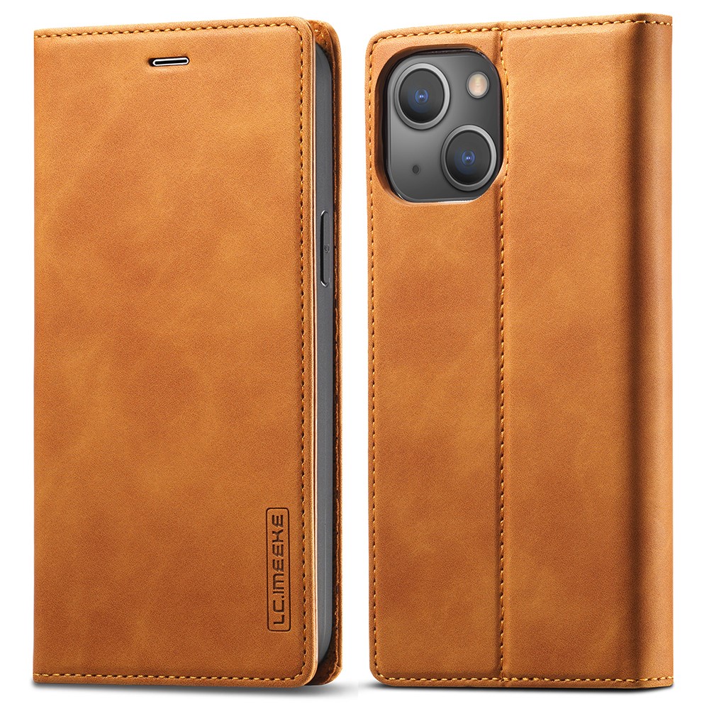 LC.IMEEKE LC Strong Magnetic Series PU Leather Wallet Phone Shell for iPhone 13 mini 5.4 inch - Brown