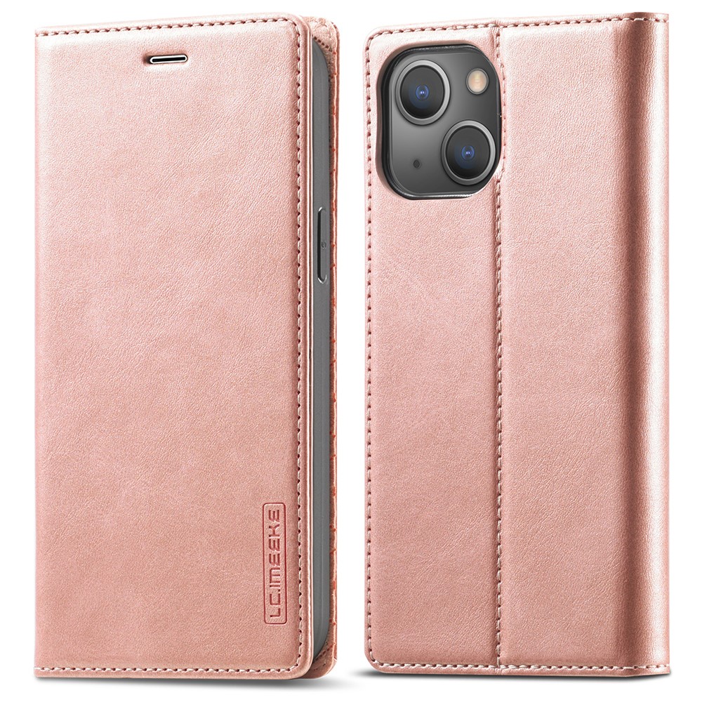 LC.IMEEKE LC Strong Magnetic Series PU Leather Wallet Phone Shell for iPhone 13 mini 5.4 inch - Rose Gold